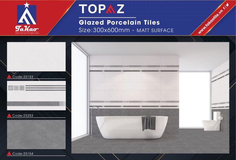 Gạch ốp tường, ốp nhà tắm men matt 30×60